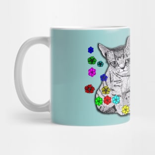 Kittens in Ink and Digital Flowers Mug